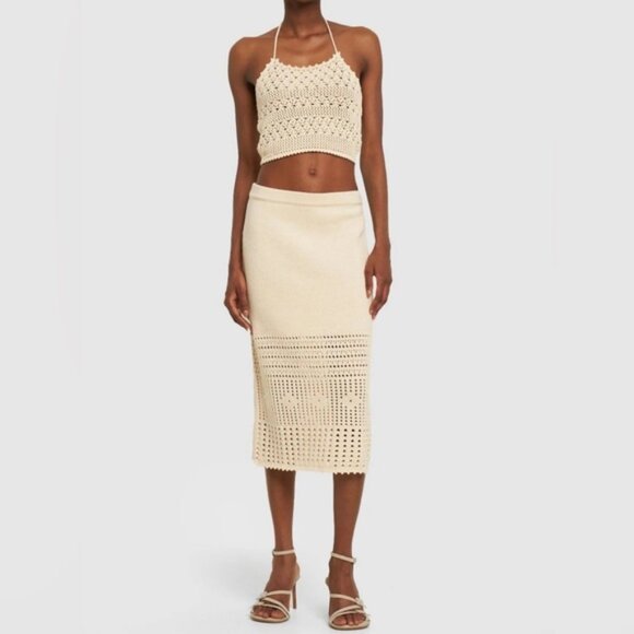 NWT REFORMATION Carter Novelty Knit Organically Grown Cotton Midi Skirt SMALL